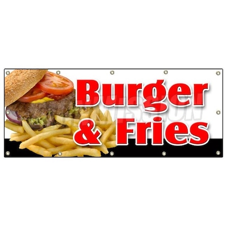 Signmission BURGER & FRIES BANNER SIGN cheeseburger french fries grill beef cheese B-120 Burger & Fries